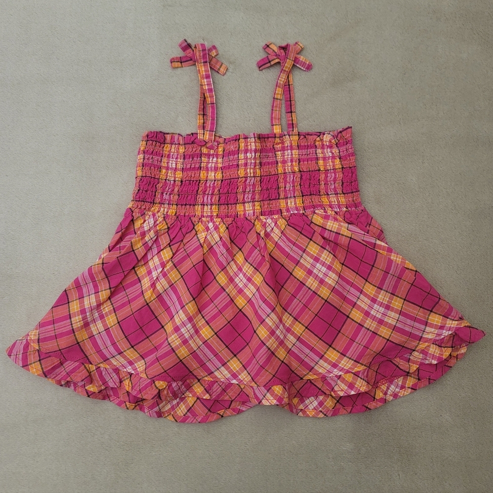The Children's Place Girl Pink/Orange Plaid Smocked Top Size 3T - Picture 4 of 4